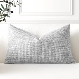 Artscope Linen Cushion Covers Set of 1 Decorative Lumbar Pillowcase Pillow Cover 16x24 Inch for Home Decor Sofa Bedroom Car 40x60cm Light Grey