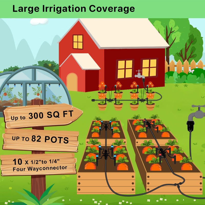 250FT Drip Irrigation Kit – 2026 New Quick-Connect Micro Irrigation