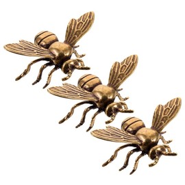 EXCEART Gold Bee Figurines 3pcs Brass Bee Figurines Mini Retro Bee Statues Golden Vintage Bee Sculpture Feng Shui Animal Ornament Insects Collectible Figures for Decorations