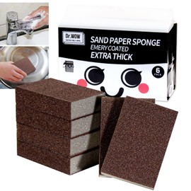 Dr.WOW Carborundum Heavy Duty Scouring Sponges - Fiberglass-Free Nano Rust Eraser for Pots, Pans, Grill, Oven Racks & Sink Stains (1'' 6Ct (Pack of 1))