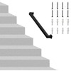 RECTOO 2FT Square Stair Railing Indoor, Black Wall Mount Handrail