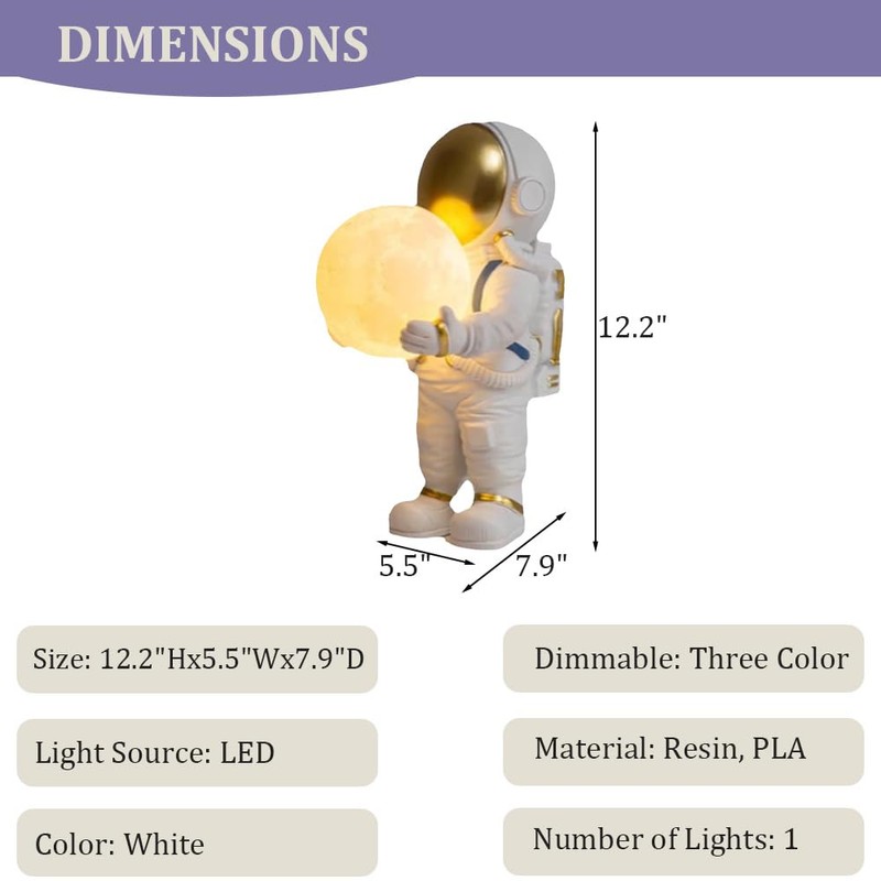 Meefad Astronaut Table Lamp Cute Space Lamp Spaceman Bedside Lamp