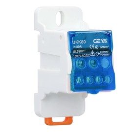 Jadeshay Junction Terminal Rail UKK-80A 1 in 6 Out Main Cable Junction Terminal Distribution Box Terminal Blocks DIN Rail for Electrical Engineering Distribution Cabinets