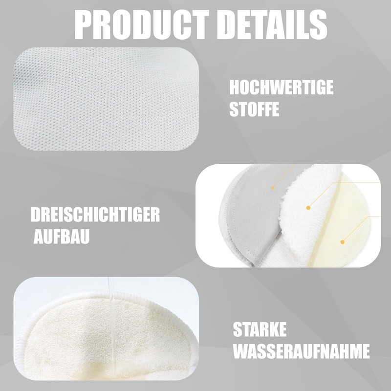 Washable Nursing Pads, Pack of 6, White, Washable Nursing Pads,