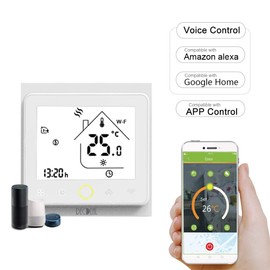 Decdeal Intelligent Room Thermostat with App Control, Compatible with Alexa/Google Home Boiler Water/Gas for Home - 5A WiFi White