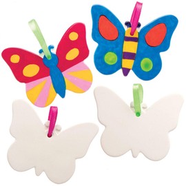 Baker Ross AT875 - Pack of 5 - Medium Ceramic Butterfly Decorations for Arts and Crafts Projects