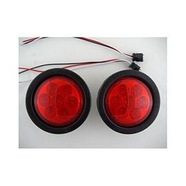 United Pacific 4" Round Red 7 LED Trailer Truck Brake Stop Turn Tail Light Kits/Red Lens