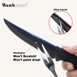 Wanbasion Dishwasher Safe Stainless Steel Kitchen Knife Set - 8 Steak Knives, Sharp & Rust Proof