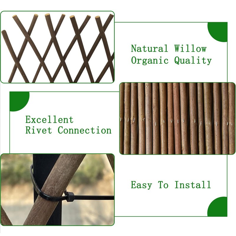 Helprise Expandable Willow Lattice Fence Panel Plant Support Garden Trellis