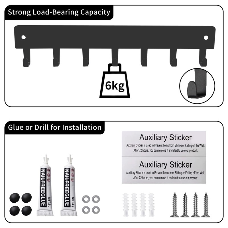 2 Pack Key Holder for Wall, Key Hooks with 7