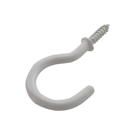 Aifeier ET 12pcs 1-1/2 Inch Ceiling Hooks Vinyl Coated Cup Shape Screw-in Hooks with Wall Anchors for Hanging Plants Flower Baskets Kitchenware Tools, White