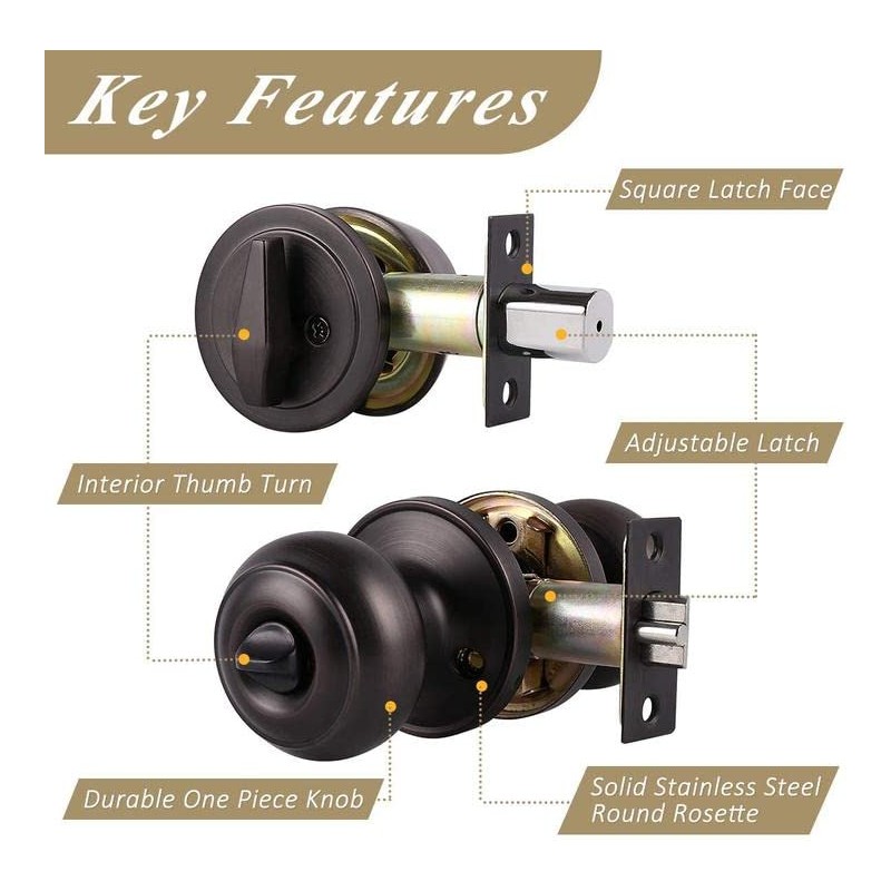 Probrico Entry Door Knob Keyed Alike with Single Cylinder Deadbolt