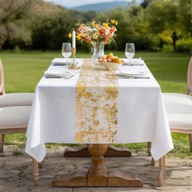 9FT Glitter Gold Table Runner 11 Inches Wide Thin Metallic Mesh Sparkle Runner Roll Table Decor for Wedding Bridal Shower, Baby Shower Party Decor (Gold, 9FT)