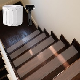 Vandetai Clear Stair Treads Non Slip for Wood Steps Indoor Anti Slip Stair Grips & Outdoor, Strong Grip Transparent Safety Strips for Dogs & Elderly (18 Pack, 6" X 24")