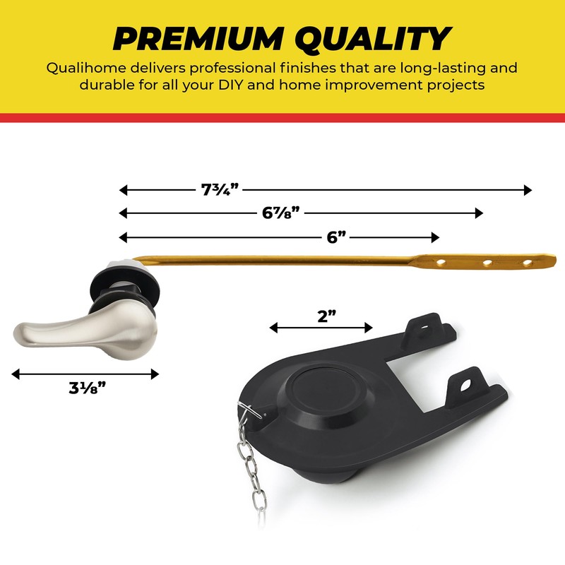 Qualihome Front Mount Brushed Nickel Toilet Handle Replacement Kit with
