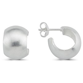 Vinani Women's Earrings 925 Silver - Half Hoop Earrings for Women - Small Round Bulbous Matte 925 Sterling Silver 2CRM, Sterling Silver, No Gemstone