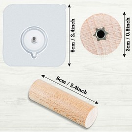 Jetec Hat Hooks for Wall Hat Hanger Hat Hooks Hat Pegs Adhesive Wood Hooks Self Adhesive Hooks Wooden Hat Rack Coat Hooks Wall Mounted Hook for Home School Office (12 Pcs, 6 cm/ 2.4 inch)