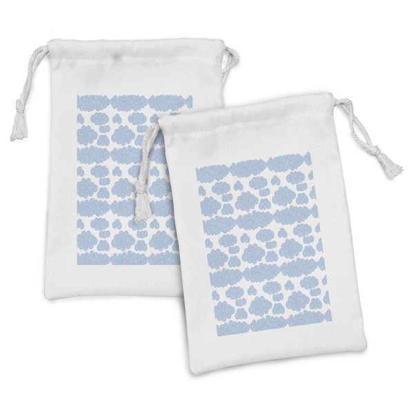 Ambesonne Cloud Fabric Pouch Set of 2, Overlapping Crooked Spiral