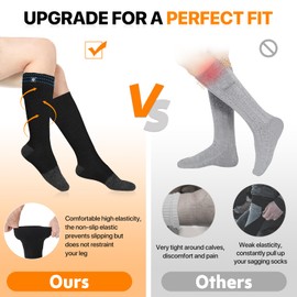 SNOW DEER Heated Socks for Men Women, 7.4V Rechargeable Battery Electric Socks, Heated Ski Socks for Hunting Fishing Camping Hiking Skiing Foot Warmer Black&Grey