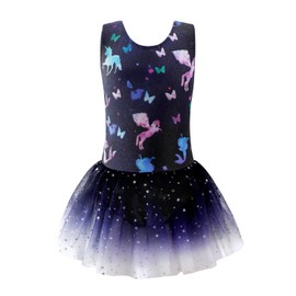 EQSJIU Fancy leotards for girls gymnastics with skirt size 9-10 years old unicorn mermaid sparkly sparkles
