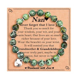 TEVOP Nan Bracelet Gifts from Grandchildren, Nan Birthday Gift, Ideal Jewellery Present for Women on Christmas Mothers Day, Color Green