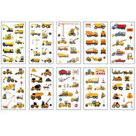 112pcs engineering car tattoos stickers and party glasses combination set，Birthday Party Decorations Favors Supplies Gifts Boys Girls Cute Fake Tattoo School Prizes Carnival Theme（Engineering car）