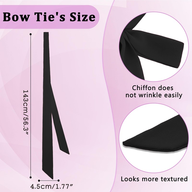 Luckyvestir Ribbon Tie, Black/Red/Navy Bow Tie for Women, Girls Neck