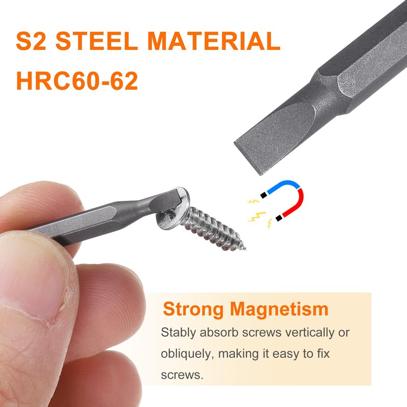 HARFINGTON 3pcs SL3.5 Slotted Screwdriver Bit 5/32" Hex Shank 28mm