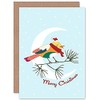 Wee Blue Coo Cute Robin Moon Christmas Card