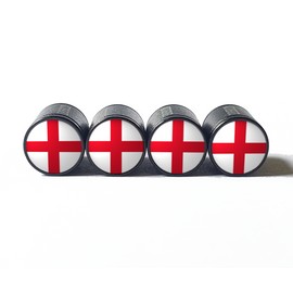 AutoValveCaps England Flag Tire Valve Stem Caps - Set of Four - Fits on all Vehicles