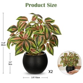 2 Packs Artificial Plants in Black Pot, 12" Faux Plant