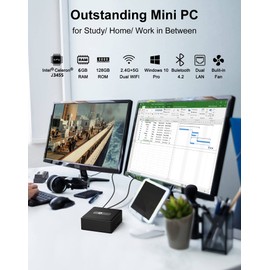 AWOW Mini PC Celeron J3455 6GB LPDDR4, 128GB M.2 SATA SSD, Mini Desktop Computer, Micro PC, Windows 10, 4K HD, Dual HDMI 1.4, Dual WiFi