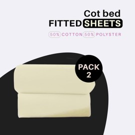 2 X Cot Bed Fitted Sheets, 60 x 120 cm - Cream