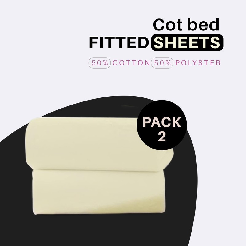 2 X Cot Bed Fitted Sheets, 60 x 120 cm