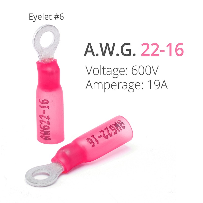 Wirefy 150 PCS Heat Shrink Ring Terminals #6 - a