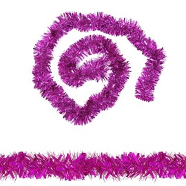 WedDecor 1.8 m Hot Pink Christmas Tinsel Garland for Christmas Tree Decorations, Chunky Christmas Tinsel Garland for Home Xmas Tree Decorations, Christmas Events, Party Supplies, 1 Piece