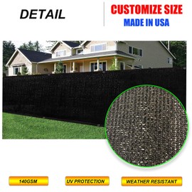 Eden's Decor Customizable 6-ft Wide Commercial Grade Fence Screen Privacy Screen 140 GSM (6ft X 18ft, Black)