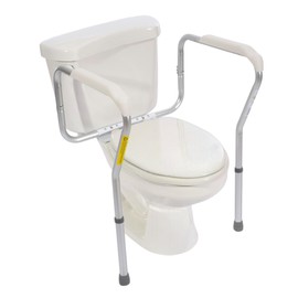 Essential Medical Supply Adjustable Toilet Safety Rails with Handles - Sturdy and Secure Toilet Frame for Elderly and Seniors - Toilet Helper with Adjustable Handles for Added 250lb Support and Safety