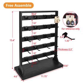 Ikee Design Free Assemble Wooden Jewelry Display Rack with 20 Removable Metal Hooks,Earring Card Display Stand,Jewelry Organizer,Earring Bracelet Organizer, Keychain Display Stand, Black Color