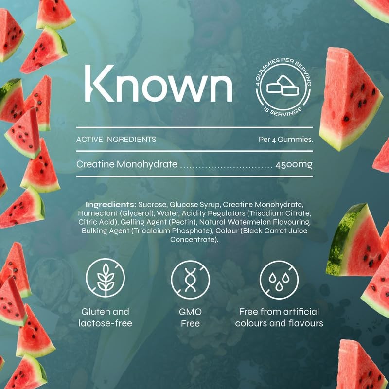Known Vegan Creatine Gummies – 4500mg Creatine Monohydrate – Watermelon