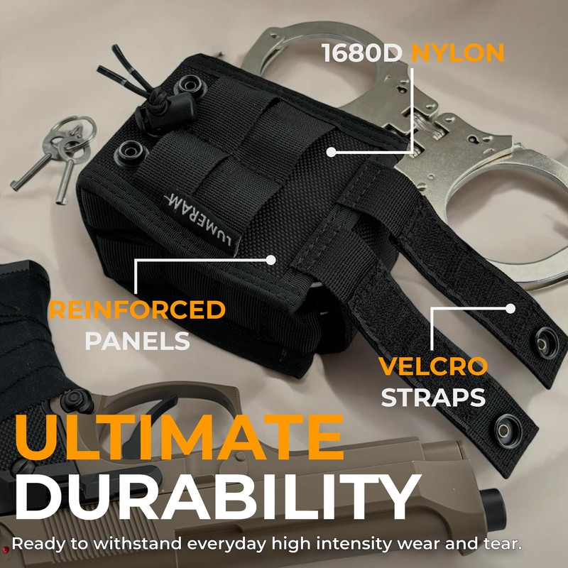 LUMERAM Heavy Duty Double Handcuff Pouch for Duty Belt -