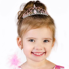 Foyte Mini Tiaras and Crowns with Hair Comb Shiny Crystal Tiara Rhinestone Princess Crown Combs for Women Birthday Party Prom (pink)