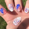 FOXIIU Press on Nails Independence Day Glossy Full Cover Acrylic
