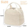 Bluboon Beige Corduroy Insulated Lunch Bag Spacious Lightweight Cooler Tote