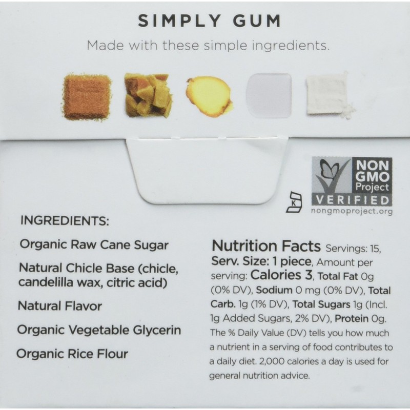 Simply Gum Natural Ginger Chewing Gum, 15 ct