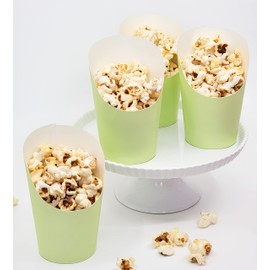 Colored Charcuterie Cups 14oz | French Fries, Popcorn, Candy, Appetizers. Pack of 50 Disposable Paper Snack Cups (Green)