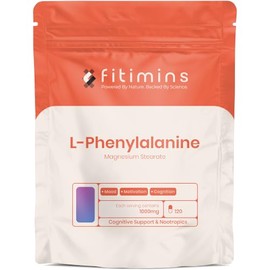 L-Phenylalanine 1000mg | Amino Acid Sports Performance Supplement | 120 Vegan Capsules | 2-Month Supply | UK-Made Supplement | Build Muscle, Boost Energy, Improve Mood, Support Wellbeing | Fitimins