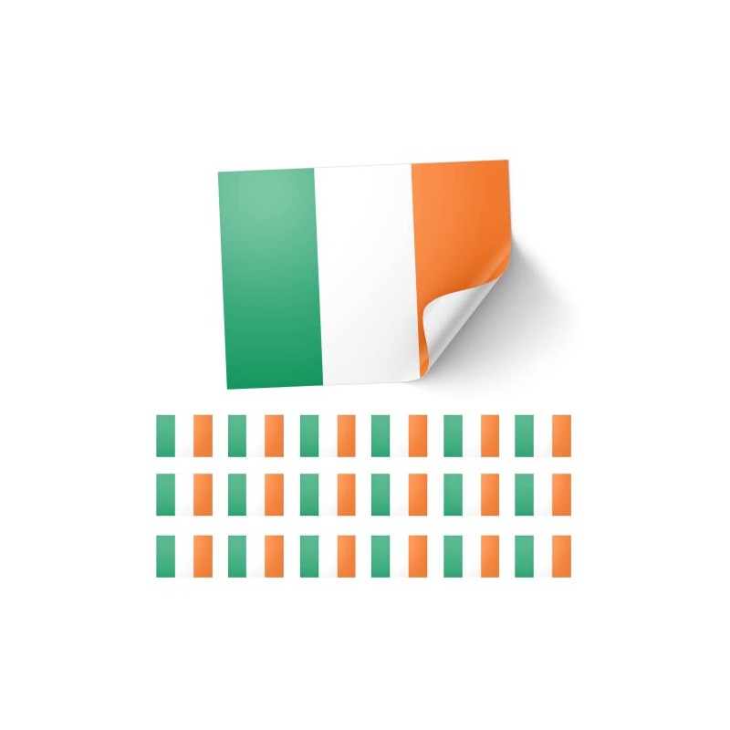 20 X Ireland Irish St Patricks Flag Stickers - Rectangle