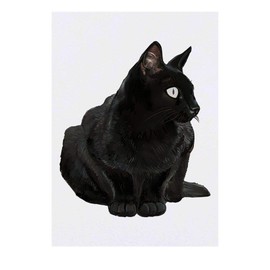 'Sitting Black Cat' Temporary Tattoo - Water Resistant, Skin-Safe, Non-Toxic Transfer (TO00029489)