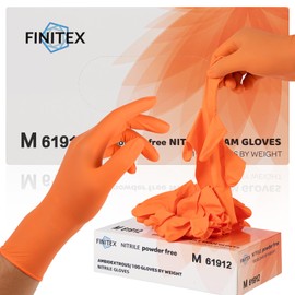 FINITEX Nitrile Disposable Latex-Free Gloves Orange - 3.5mil 100PCS Powder-Free Gloves Cleaning Medical Exam Food Gloves (Orange (Medium 100))
